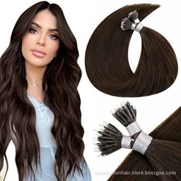 High quality Nano Ring Hair Extensions Real Human Pre Bonded Nano Rings Hair Extension straight 12 to 30 Inch Nano tip Hair